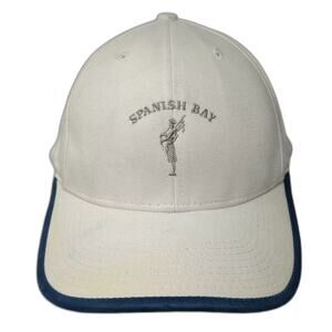 Sope Creek Spanish Bay Golf Baseball Cap Beige Blue OS Slideback Hat Embroidered